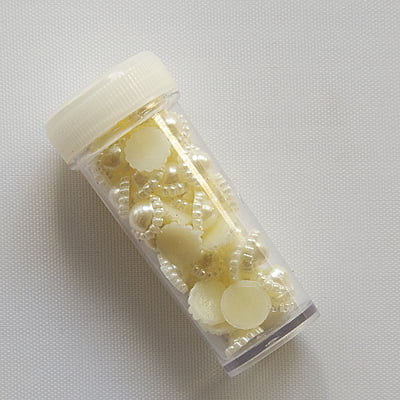 Ceramic Half Cut Beads with Design Cream 8mm