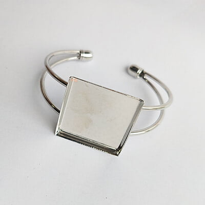 Bracelet Bezel Square Chrome Silver Bracelet Bezel Square Chrome Silver