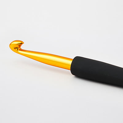 KnitPro Gold Aluminum Crochet Hook with Black Handle KnitPro Gold Aluminum Crochet Hook with Black Handle