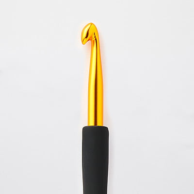 KnitPro Gold Aluminum Crochet Hook with Black Handle KnitPro Gold Aluminum Crochet Hook with Black Handle