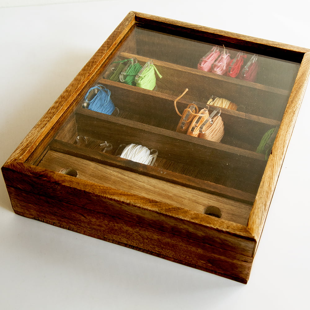 Thread Organizer Wooden Box |4 Compartments | One Tool Compartment ...