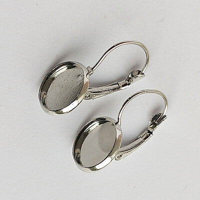 Leverback Earring Chrome Silver 12 mm