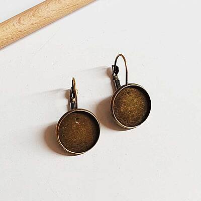 Leverback Earring Antique Bronze 16 mm