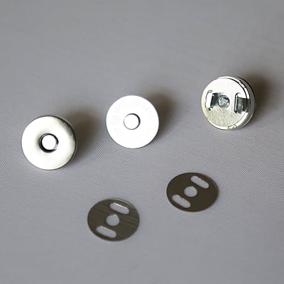 Bag Magnetic Button With Pin Chrome Silver