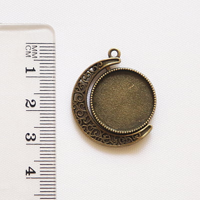 Rotating Double Side Round Pendant  Antique Bronze Small