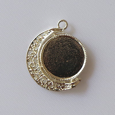 Rotating Double Side Round Pendant  Silver Small