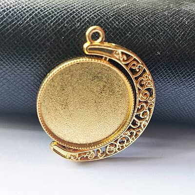 Rotating Double Side Round Pendant  Rose Gold Big
