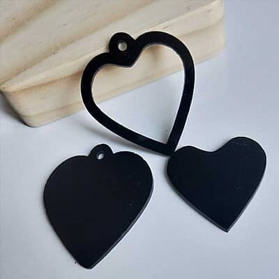 Mini Hoop Heart Black Acrylic