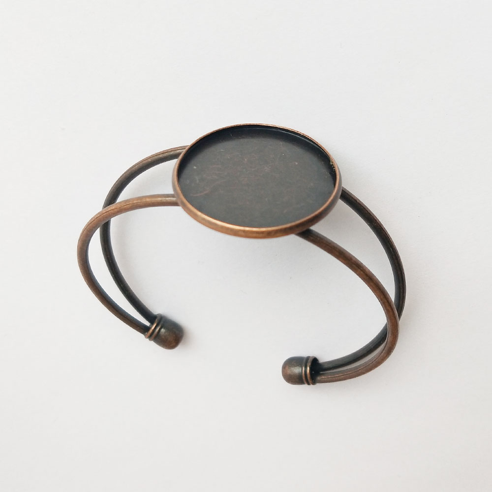 Bracelet Bezel Round Antique Copper 25 mm
