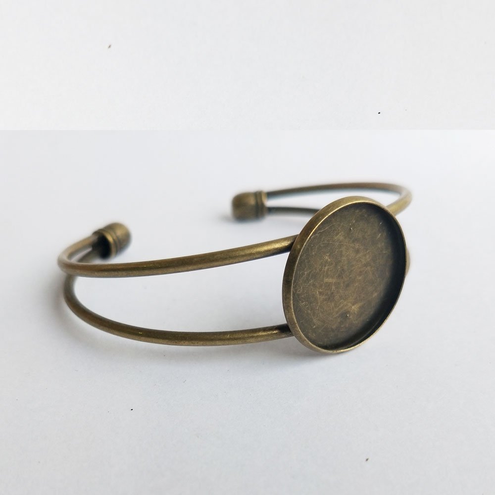 Bracelet Bezel Round Antique Bronze 20 mm