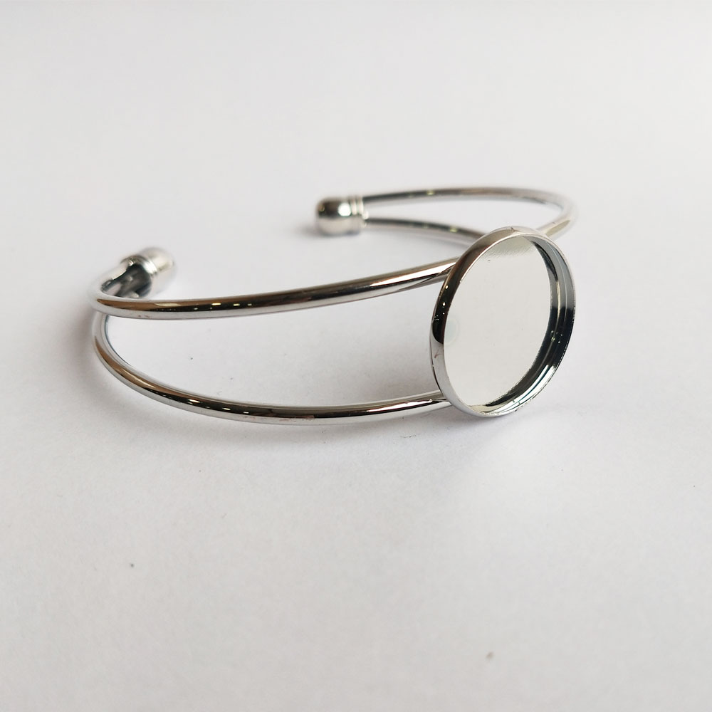 Bracelet Bezel Round Chrome Silver 18 mm
