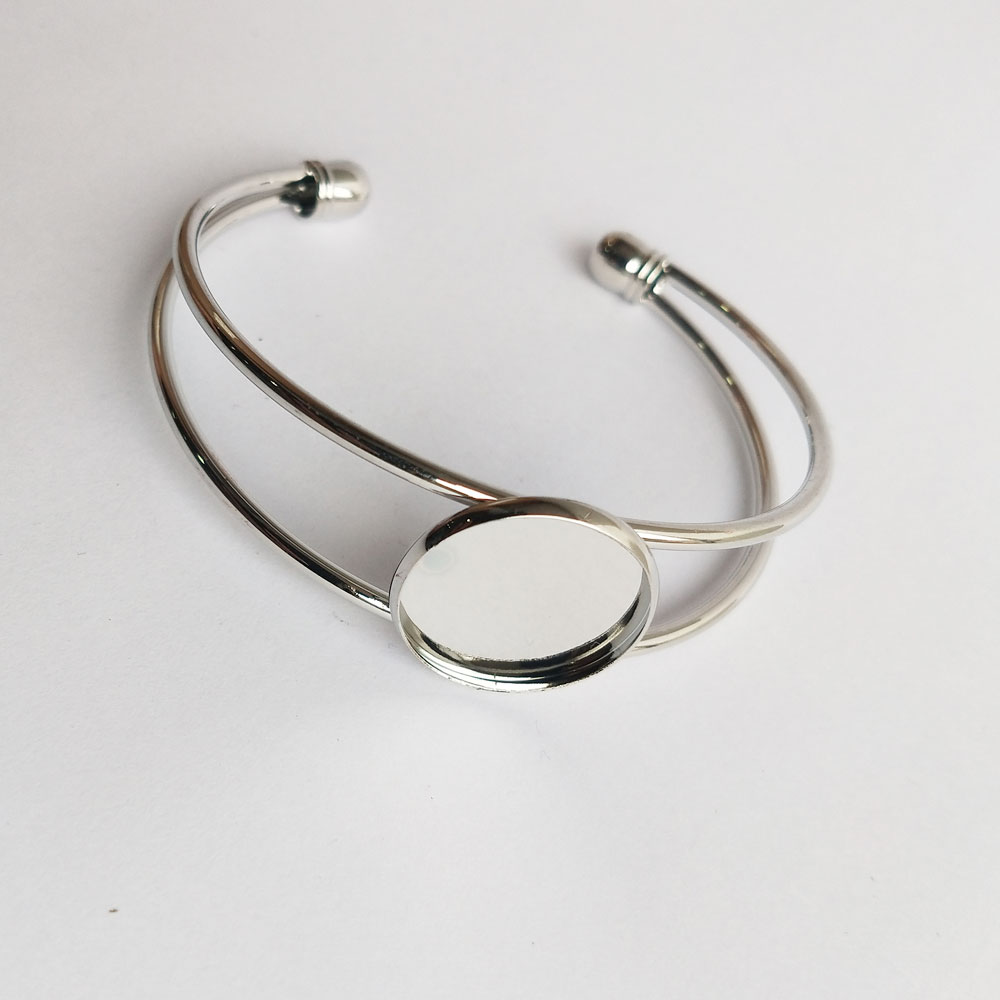 Bracelet Bezel Round Chrome Silver 18 mm