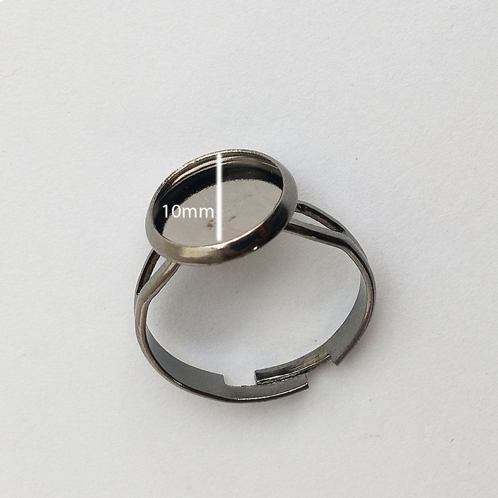 Finger Ring Black Silver 10 mm