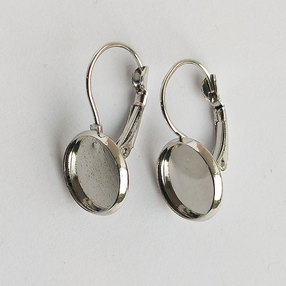Leverback Earring Chrome Silver 12 mm