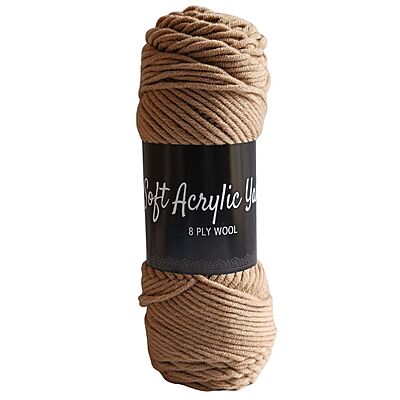 Soft Acrylic Yarn 8 ply Dull Brown