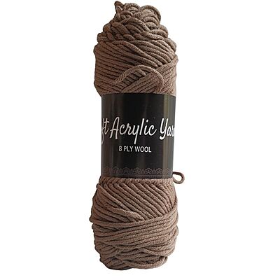 Soft Acrylic Yarn 8 ply Brown