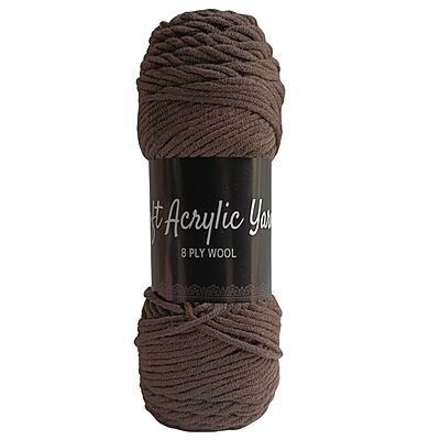 Soft Acrylic Yarn 8 ply Dark Brown