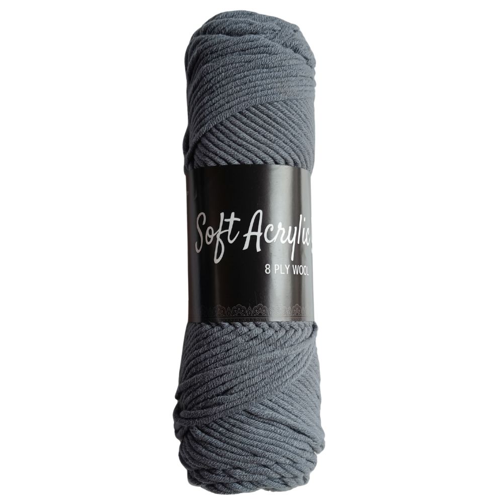 Soft Acrylic Yarn 8 ply Lite Grey