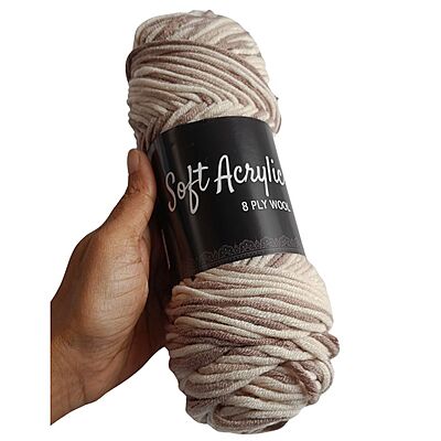 Soft Acrylic Yarn 8 ply Brown-Ivory Multi Soft Acrylic Yarn 8 ply Brown-Ivory Multi