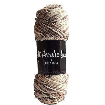 Soft Acrylic Yarn 8 ply Brown-Ivory Multi