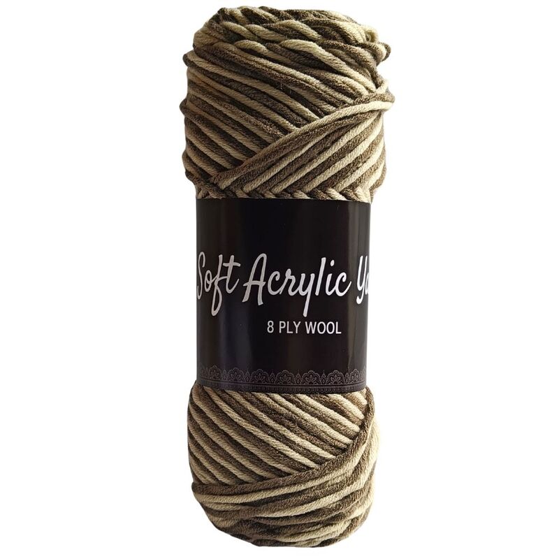 Soft Acrylic Yarn 8 ply Brown-Beige Multi Soft Acrylic Yarn 8 ply Brown-Beige Multi
