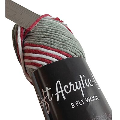 Soft Acrylic Yarn 8 ply Red-Grey Multi Soft Acrylic Yarn 8 ply Red-Grey Multi