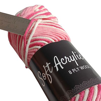 Soft Acrylic Yarn 8 ply Dark Pink- White Multi
