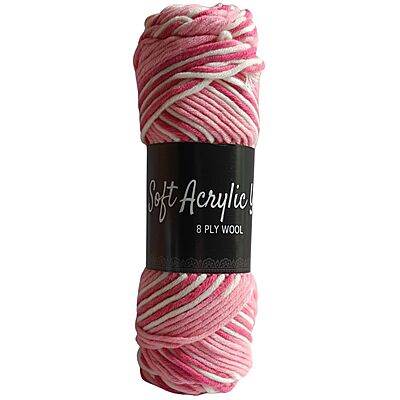 Soft Acrylic Yarn 8 ply Dark Pink- White Multi