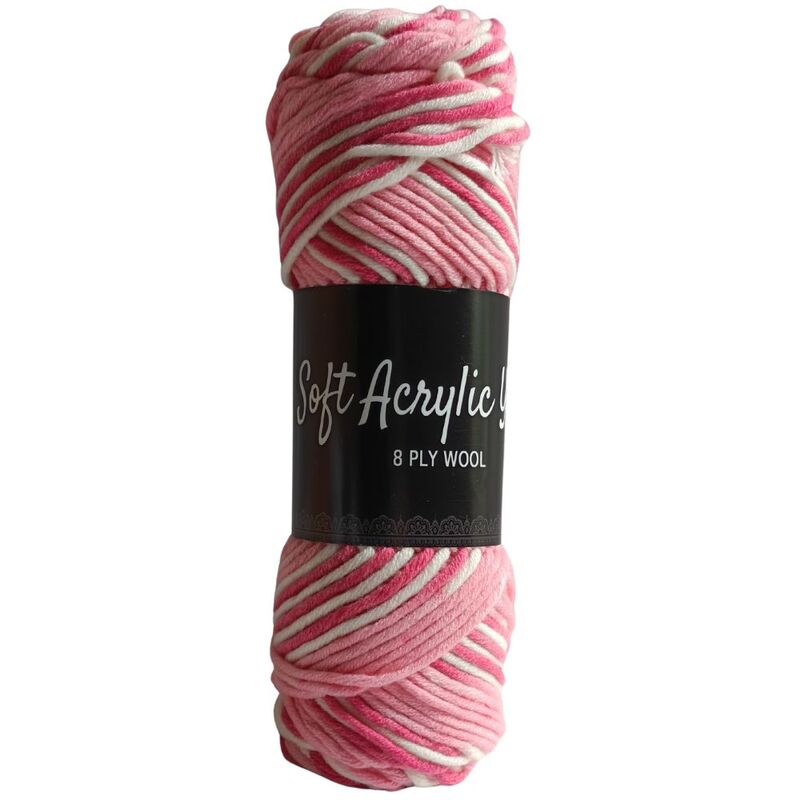 Soft Acrylic Yarn 8 ply Dark Pink- White Multi
