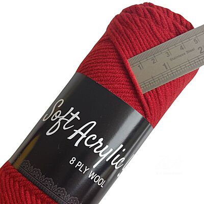Soft Acrylic Yarn 8 ply Cherry Red