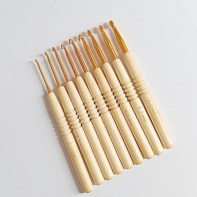 Crochet Hook Set with Bamboo Handle