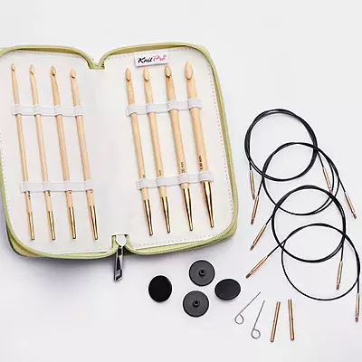 KnitPro Japanese Bamboo Deluxe Tunisian Crochet hook Set-22554 KnitPro Japanese Bamboo Deluxe Tunisian Crochet hook Set-22554