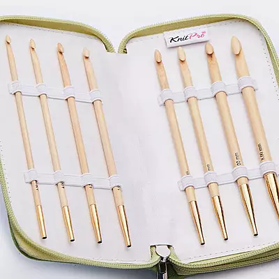 KnitPro Japanese Bamboo Deluxe Tunisian Crochet hook Set-22554 KnitPro Japanese Bamboo Deluxe Tunisian Crochet hook Set-22554