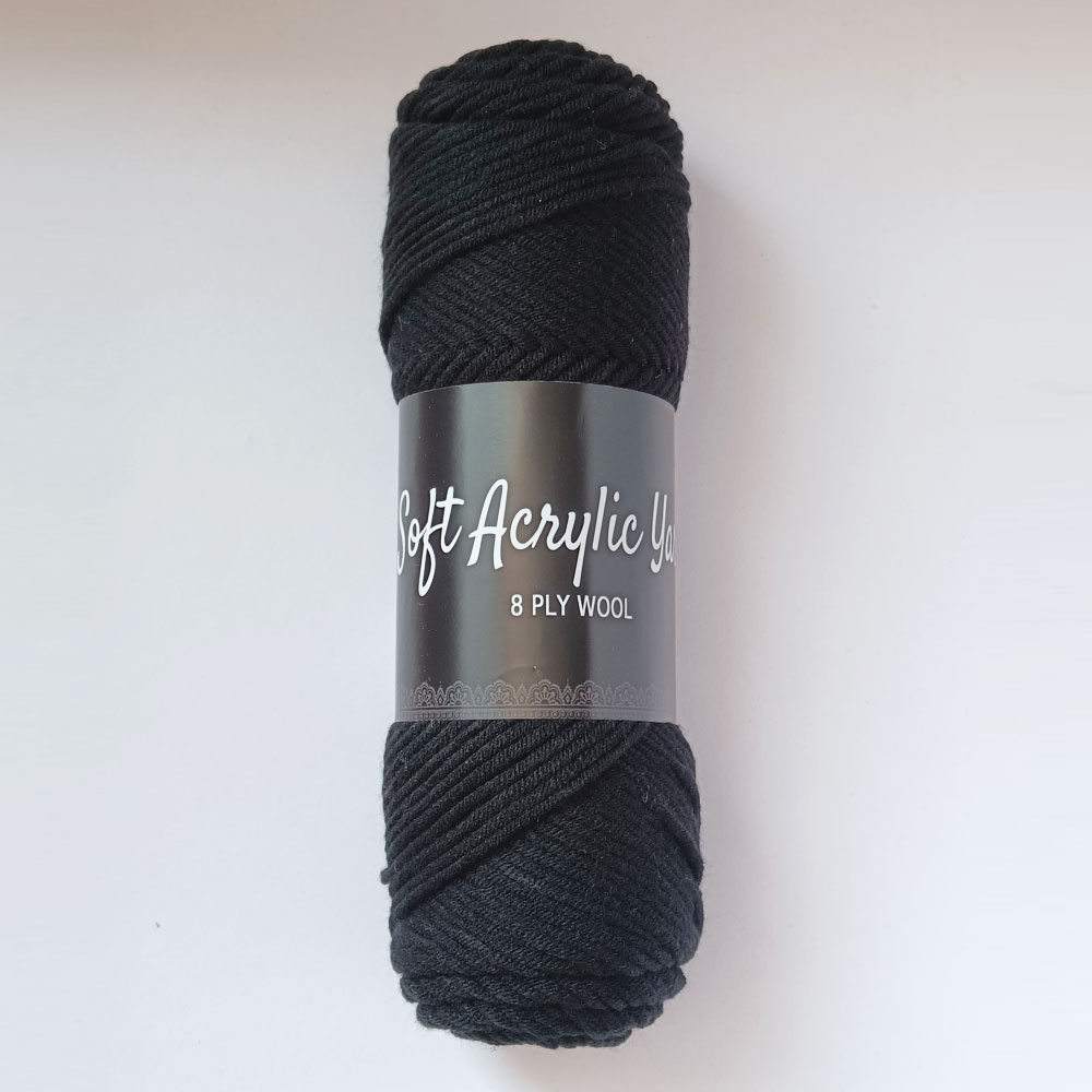 Soft Acrylic Yarn 8 ply Black Soft Acrylic Yarn 8 ply Black