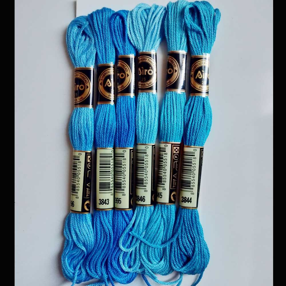 Airo Embroidery Thread Set Blue family