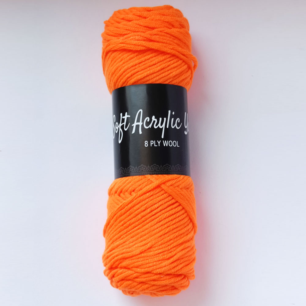 Soft Acrylic Yarn 8 ply Bright Orange