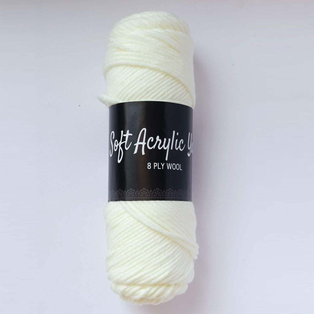 Soft Acrylic Yarn 8 ply Ivory
