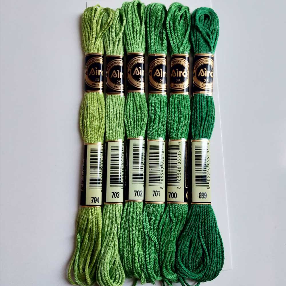Airo Embroidery Thread Set Green family