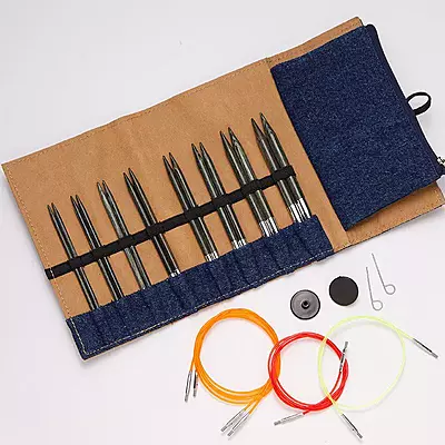 KnitPro Denim Indigo Wood Interchangeable  Needle Set 13cm/5"-20643