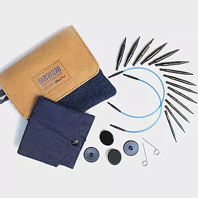 KnitPro Denim Indigo Wood Mini Interchangeable Needle Set 5cm/2"-20645 KnitPro Denim Indigo Wood Mini Interchangeable Needle Set 5cm/2"-20645