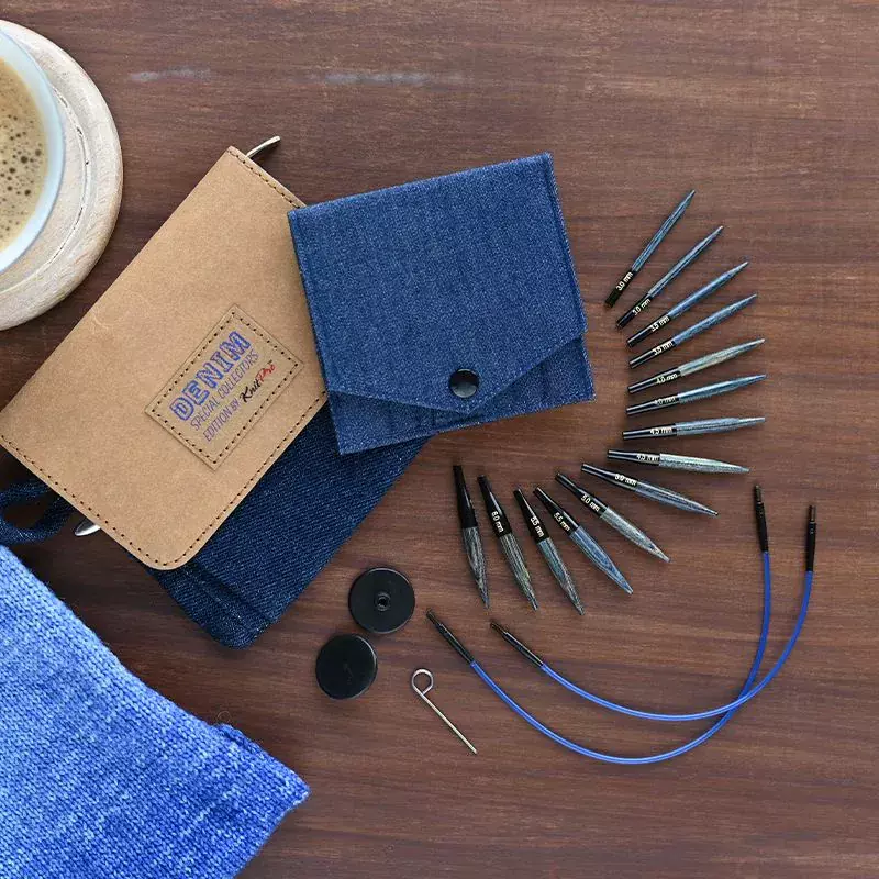 KnitPro Denim Indigo Wood Mini Interchangeable Needle Set 5cm/2"-20645 KnitPro Denim Indigo Wood Mini Interchangeable Needle Set 5cm/2"-20645