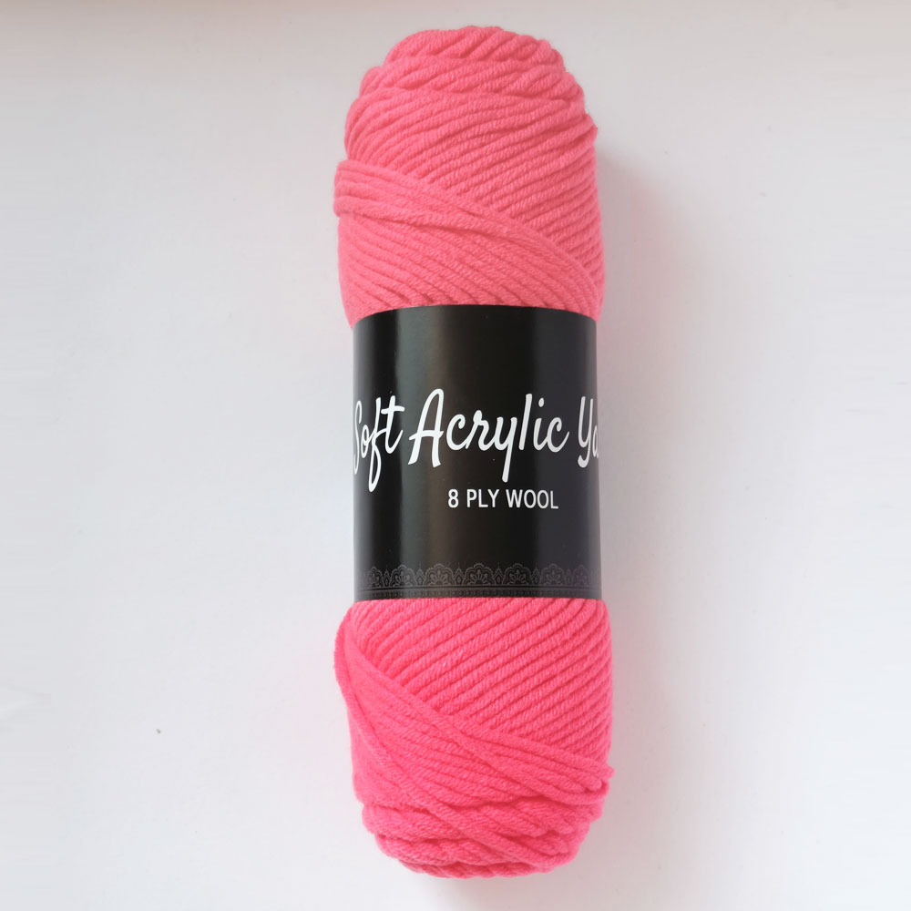Soft Acrylic Yarn 8 ply Punch Pink