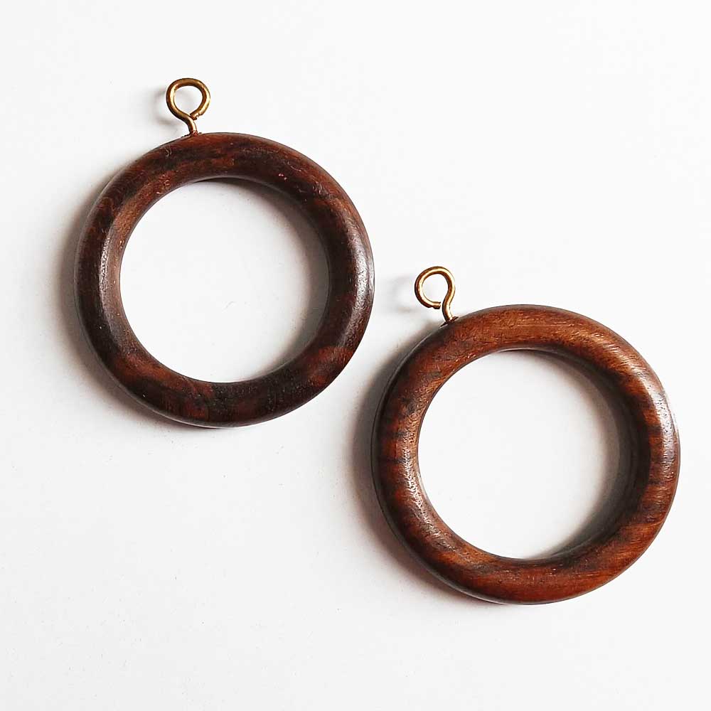 Polished Dark Wood Ring with hook- 6cm